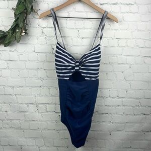 COSTA DEL SOL Navy Stripe One Piece Swim Suit Size 1X